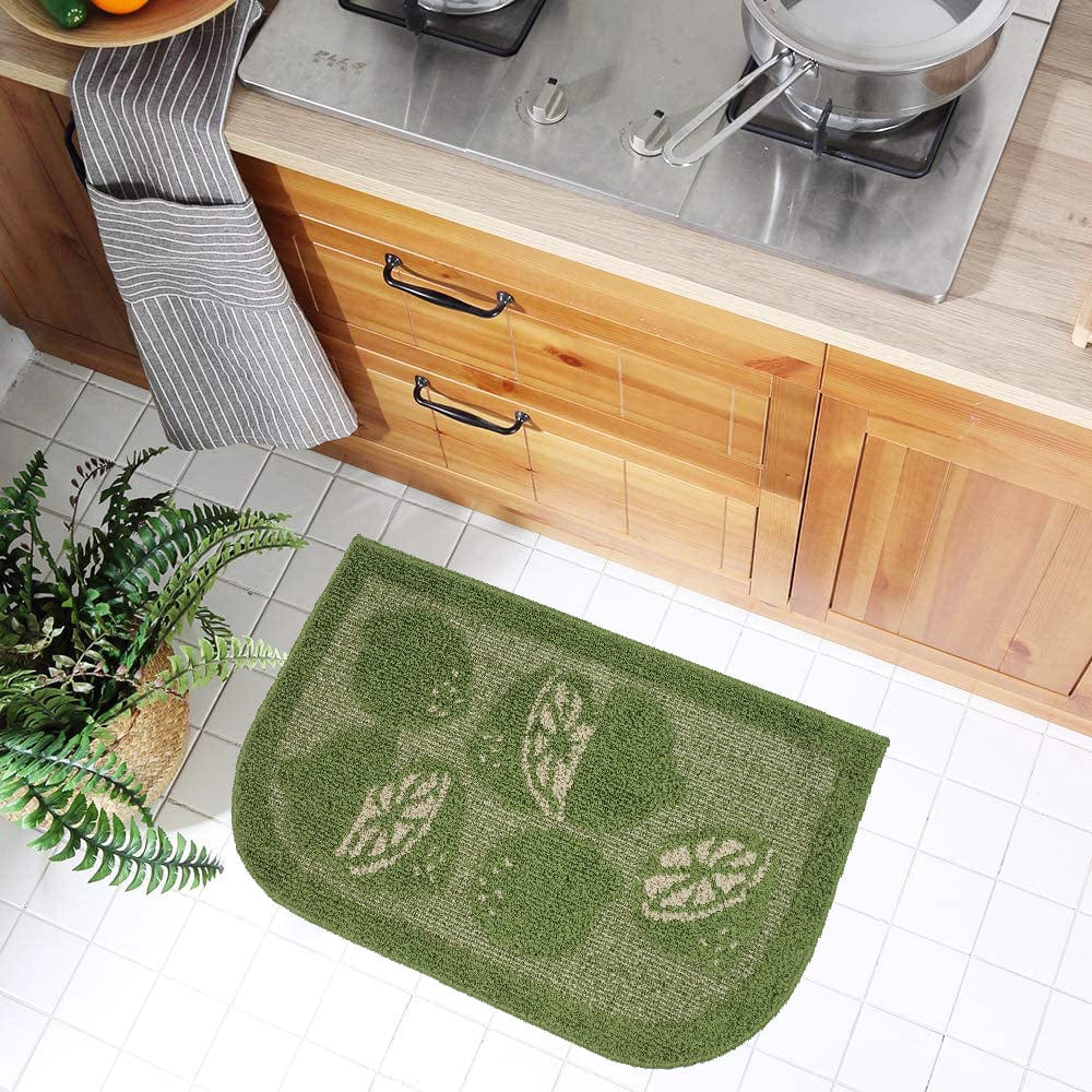 Green Lime Design Ultra Water Absorbent Soft Durable Woven Fluffy Runner Floor Mat Indoor Kitchen Rug, Non-Slip Rubber Backing Safety