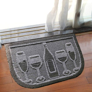 Black Wine Cheers Design Ultra Water Absorbent Soft Durable Woven Fluffy Runner Floor Mat Indoor Kitchen Rug, Non-Slip Rubber Backing Safety