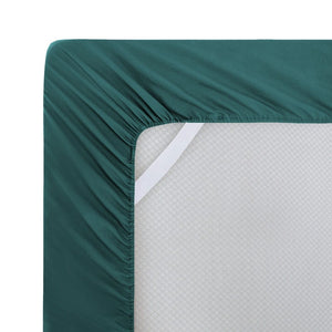 Green bedsheet set Silky Deep Pocket Solid Rayon from Bamboo 3 Pieces Sheet Set with 1 Embroidered Pillowcase