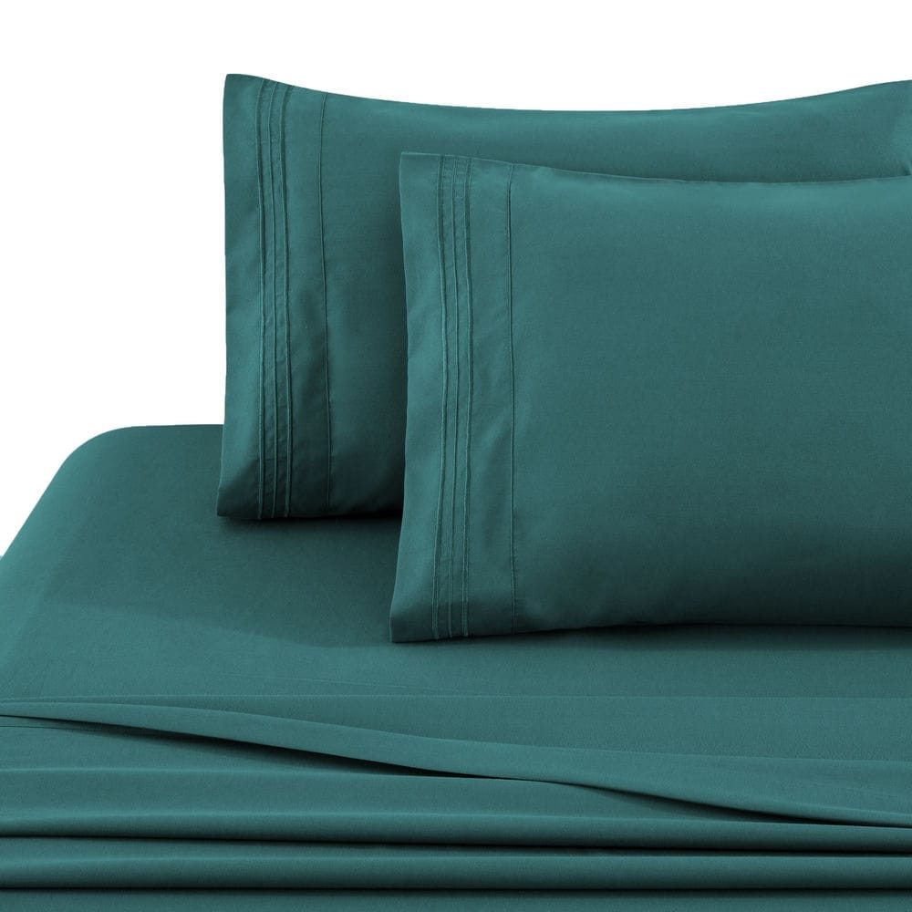 Green bedsheet set Silky Deep Pocket Solid Rayon from Bamboo 3 Pieces Sheet Set with 1 Embroidered Pillowcase