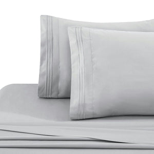 Light Grey Ultra Soft Elastic Corner Straps Silky Deep Pocket Solid Rayon from Bamboo All Season 3 Pieces Sheet Set with 1 Embroidered Pillowcase