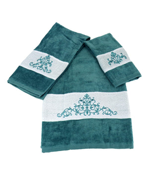 Premium Luxury Decor Ultra Soft 100% Cotton Embroidered Bathroom Modern 3 Piece Towel Set