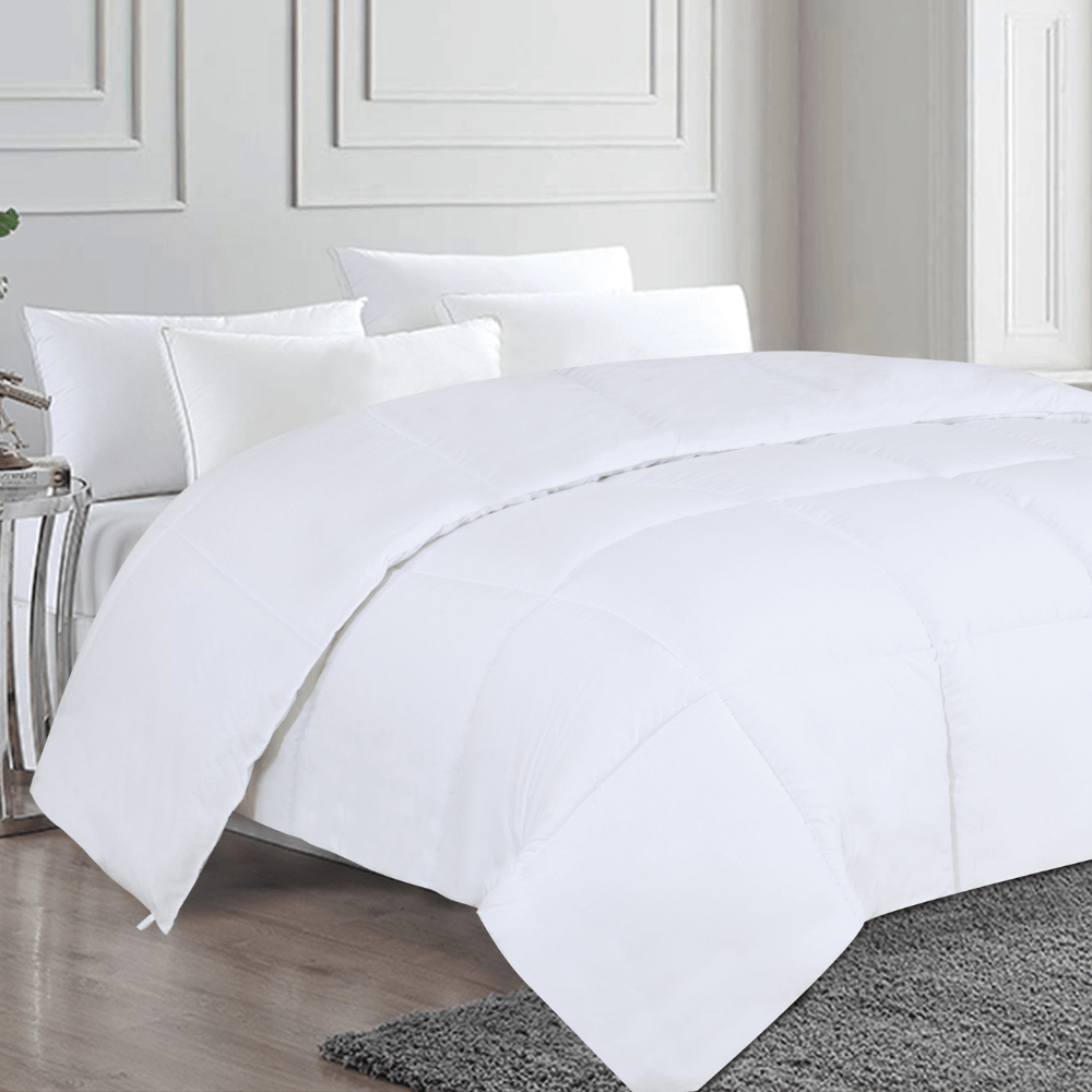 Comforter Fluffy Goose Down Alternative Quilted Breathable White Duvet Insert with Corner Tabs, 78 by 86 Inches