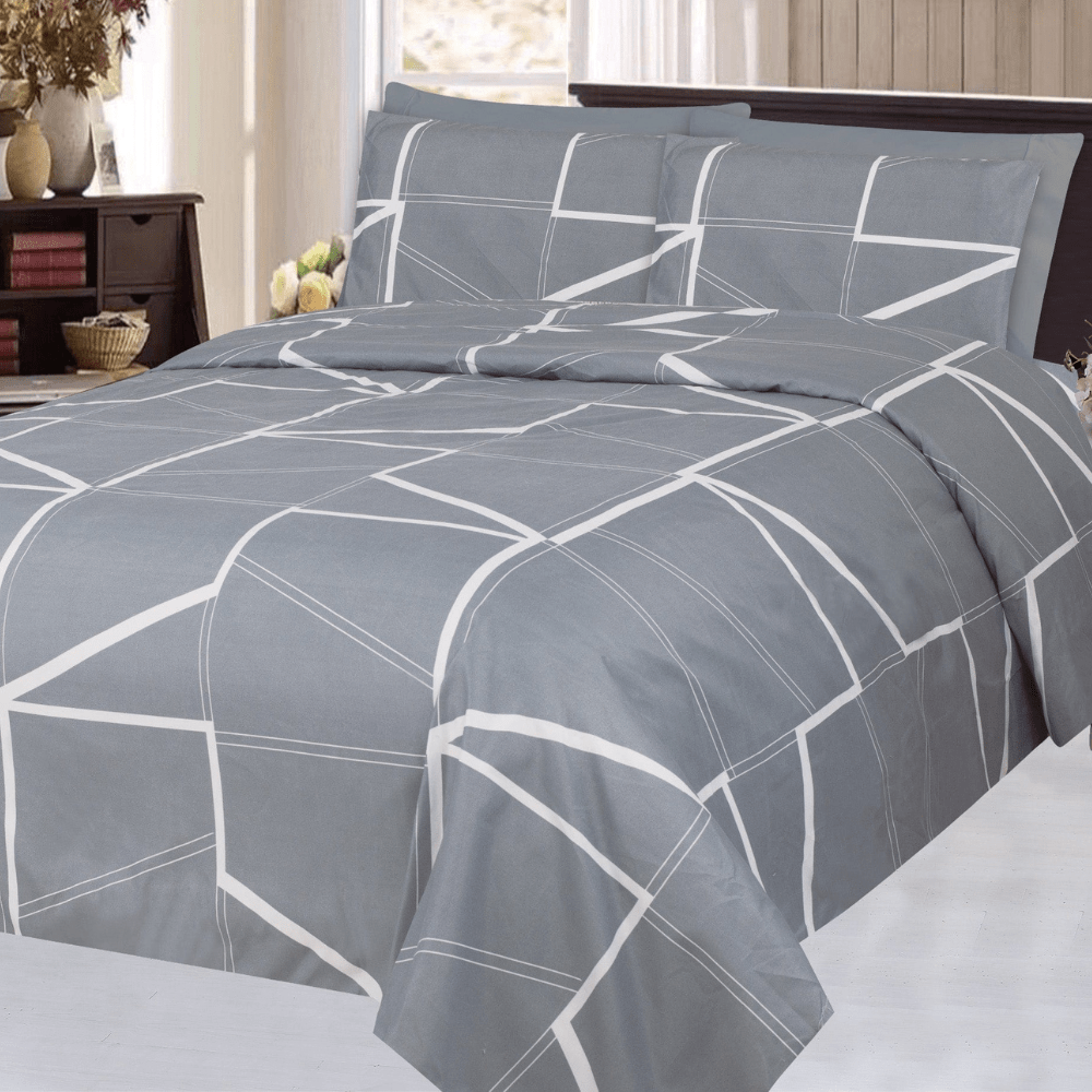 Ultra Soft Silky Zipper Rich Printed Rayon from Bamboo All Season 3 Pieces Duvet Cover Set with 2 Pillowcases, Modern Fantasy Geometric Pattern