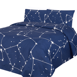 Ultra Soft Silky Zipper Rich Printed Rayon from Bamboo All Season, Navy Blue Asterism Pattern