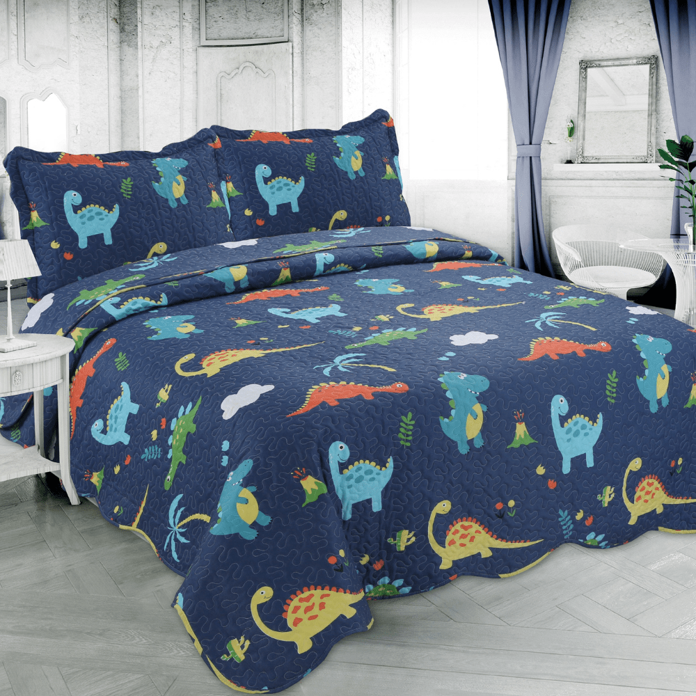 Navy top dinosaur bedding