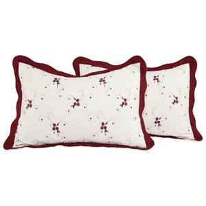 Embroidered Stitching Coverlet Bedspread Ultra Soft Solid 3 Piece Summer Quilt Set with 2 Quilted Shams, Burgundy Floral