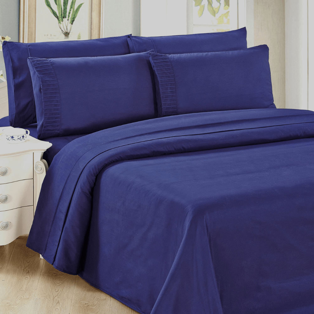 Ultra Soft Silky Deep Pocket Solid Rayon from Bamboo All Season 6 Pieces Sheet Set with 4 Pillowcases