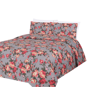 All Season 6 Pieces Sheet Set Silky Deep Pocket Rich Printed Rayon from Bamboo with 4 Pillowcases, Red Cream Floral Pattern