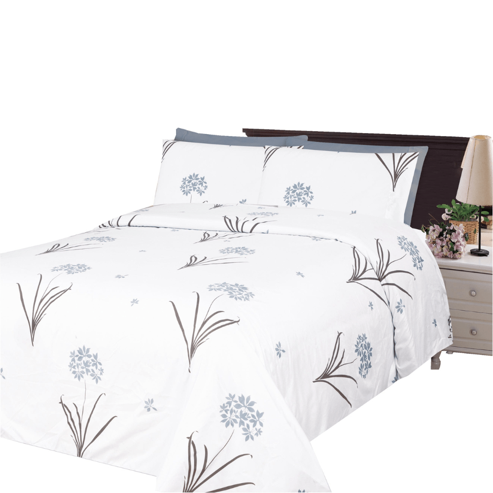 All Season 6 Pieces Sheet Set Silky Deep Pocket Rich Printed Rayon from Bamboo with 4 Pillowcases, Grey Hydrangea Floral Pattern