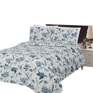 All Season 6 Pieces Sheet Set Silky Deep Pocket Rich Printed Rayon from Bamboo with 4 Pillowcases, Blue Inkwash Floral Pattern
