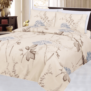 All Season 6 Pieces Sheet Set Silky Deep Pocket Rich Printed Rayon from Bamboo with 4 Pillowcases, Blue Chrysanthemum Floral Pattern