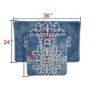 Decor Luxury Non-Slip Safety Ultra Water Absorbent Soft Jacquard Fluffy 18 Pieces Bathroom Bath Rug Floor Mat Set with Shower Curtain and Towel Set