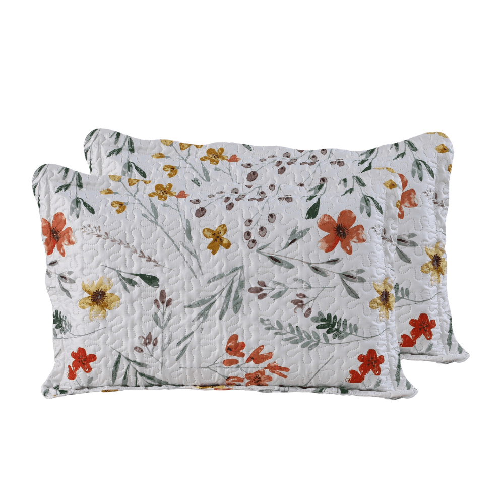 Rich Printed Embossed Pinsonic Coverlet Bedspread Ultra Soft 3 Piece Summer Quilt Set with 2 Quilted Shams, Secret Floral Garden Pattern
