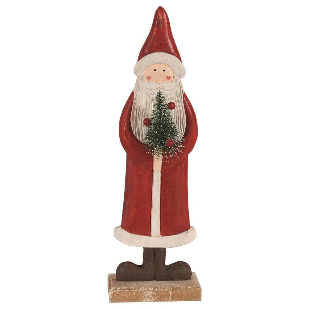 Christmas Rustic Wood Standing Santa Claus Figurine
