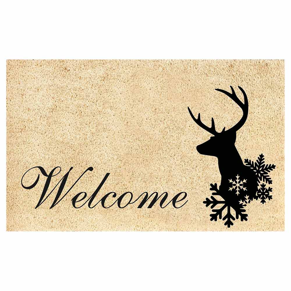 Coir Doormat with a Welcome sentiment and Deer print