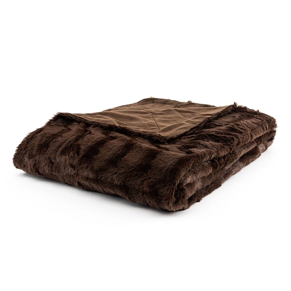 Faux Mink Fur Reversible Throw Blanket