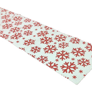 Snowflakes Festive Table Runner 13 By 54 Inch, Red &amp; White