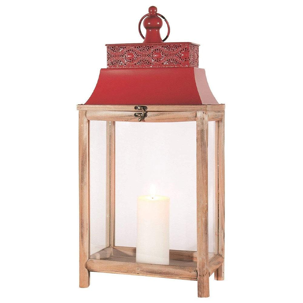 Wooden Holiday Candle Lantern 24&quot;