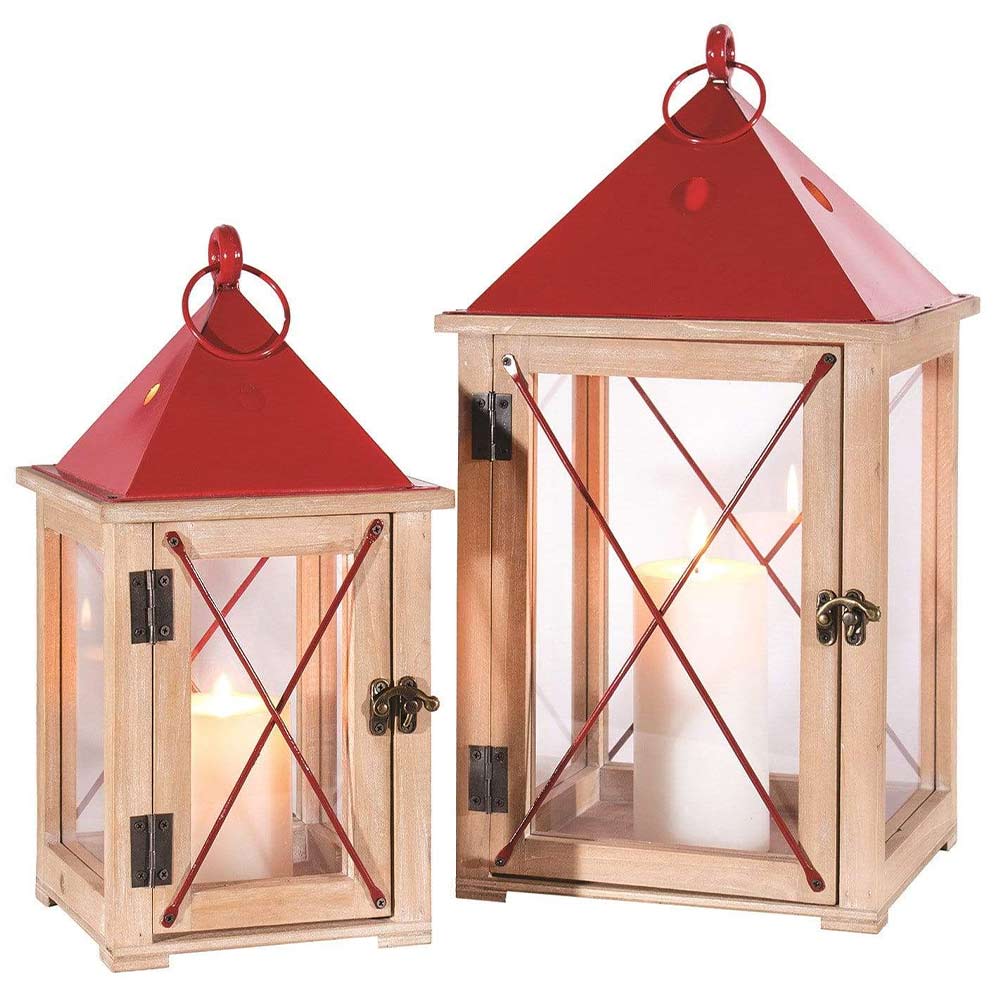Wooden Holiday Lanterns (Set of 2)